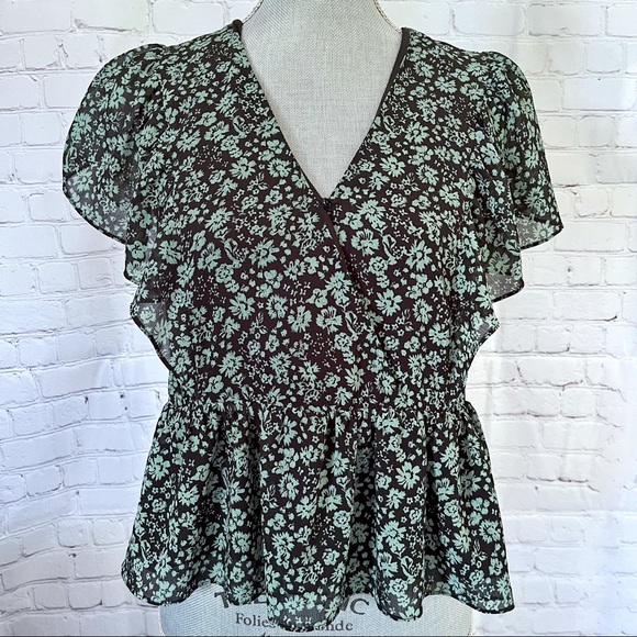 MADEWELL Georgette Ruffle Sleeve Floral Peplum Top - Picture 3 of 10